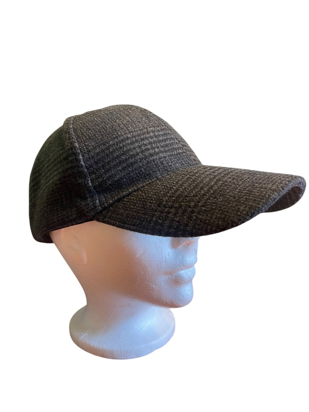 Densley & Co. Grey Plaid Wool Look Adjustable Baseball Cap Hat